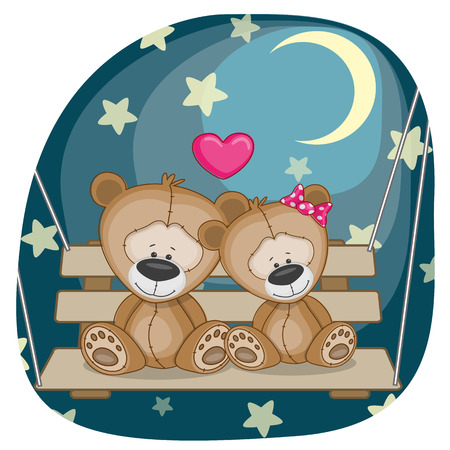Valentine card with Lovers Bearsのイラスト素材