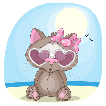 Cute cat girl in sunglassesのイラスト素材