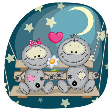 Valentine card with Lovers Monstersのイラスト素材