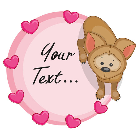 Greeting card Dog with heartsのイラスト素材