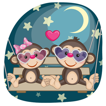 Valentine card with Lovers monkeysのイラスト素材