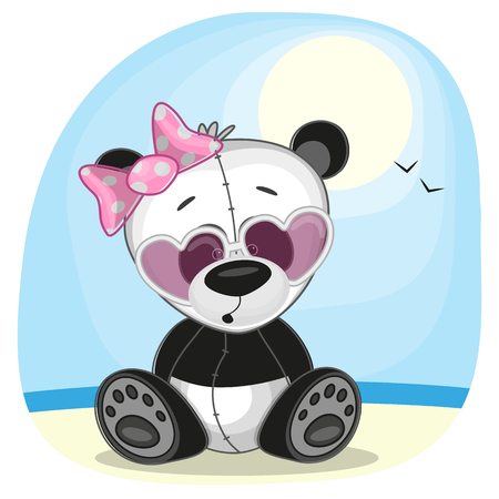Cute panda girl in sunglassesのイラスト素材