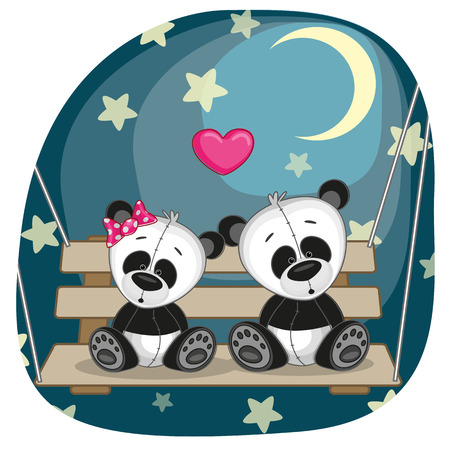 Valentine card with Lovers pandasのイラスト素材