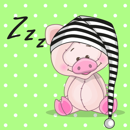 Sleeping pig in a capのイラスト素材