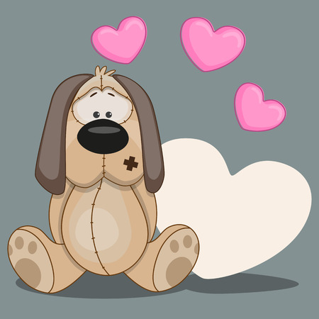 Greeting card Dog with heartsのイラスト素材