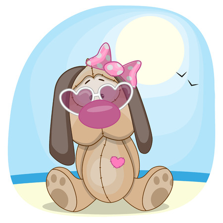 Cute dog girl in sunglassesのイラスト素材