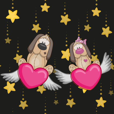 Valentine card with Lovers Dogsのイラスト素材