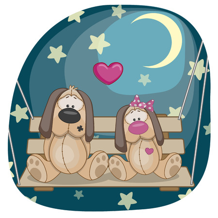 Valentine card with Lovers Dogsのイラスト素材