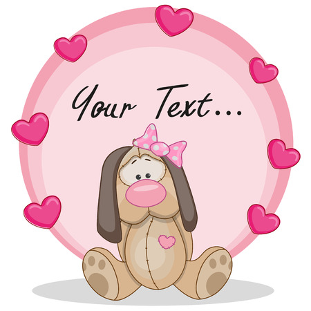 Greeting card Dog girl with heartsのイラスト素材