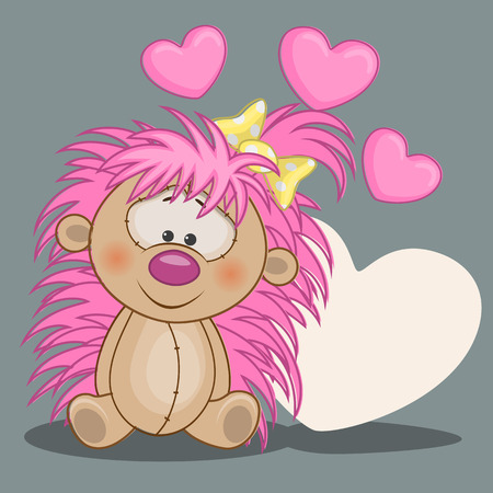Greeting card Hedgehog girl with heartsのイラスト素材