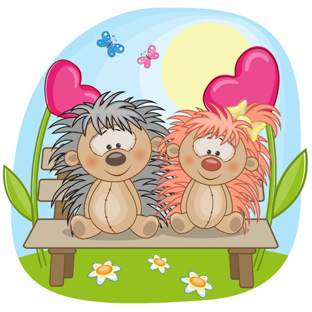 Valentine card with Lovers hedgehogsのイラスト素材