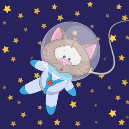 Cat astronaut on a stars backgroundのイラスト素材