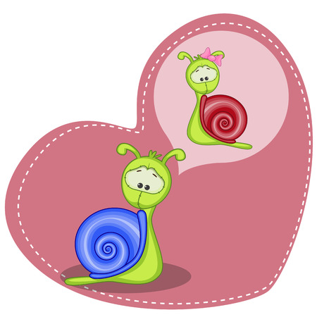 Greeting card Cute Dreaming Snailのイラスト素材