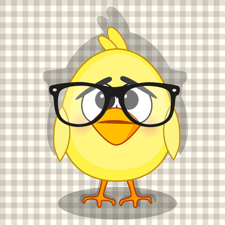 Hipster Chiken on a plaid backgroundのイラスト素材