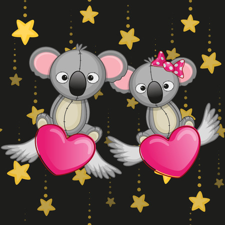 Valentine card with Lovers Koalas on the flying hearts
のイラスト素材