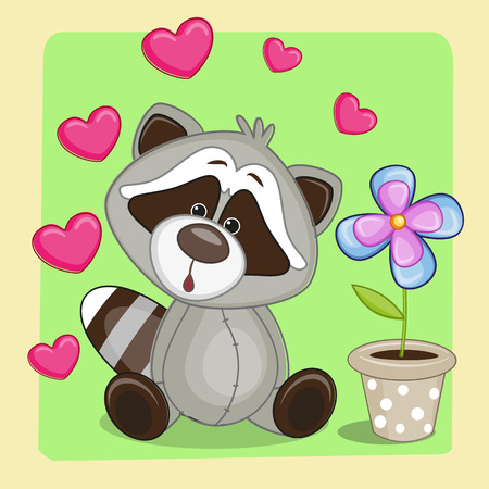 Greeting card Raccoon with heart and flower
のイラスト素材
