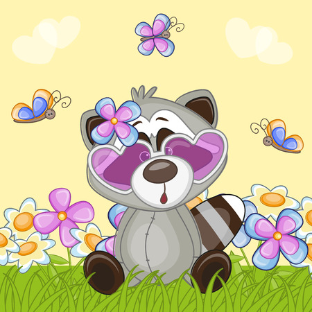 Raccoon with flowers and butterflies
のイラスト素材