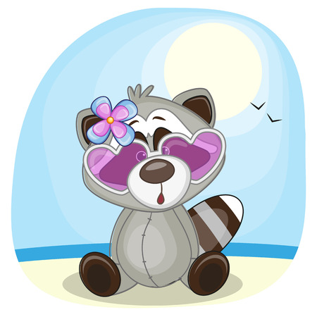 Cute Raccoon girl in sunglasses on the beach
のイラスト素材