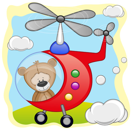 Teddy Bear is flying in a helicopter
のイラスト素材