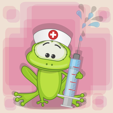 Frog nurse with a syringe in his hand
のイラスト素材