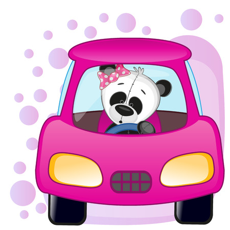 Cute Panda girl is sitting in a car
のイラスト素材