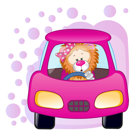 Cute Lion girl is sitting in a car
のイラスト素材