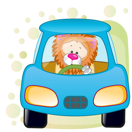 Cute Lion is sitting in a car
のイラスト素材