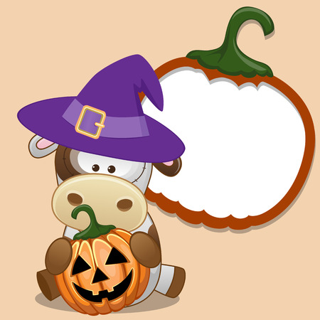Halloween illustration of Cartoon Cow with pumpkin
のイラスト素材