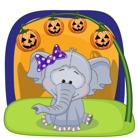 Halloween illustration of Cartoon Elephant with pumpkin
のイラスト素材