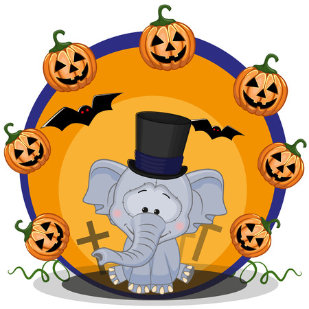 Halloween illustration of Cartoon Elephant with pumpkin
のイラスト素材
