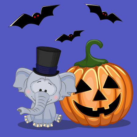 Halloween illustration of Cartoon Elephant with pumpkin
のイラスト素材