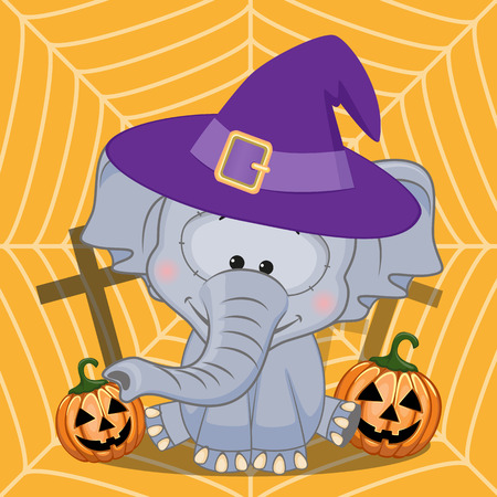 Halloween illustration of Cartoon Elephant with pumpkin
のイラスト素材