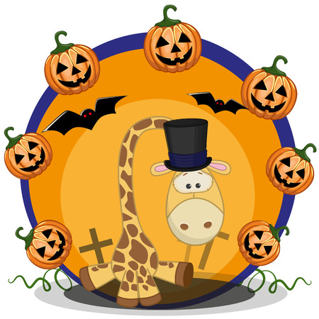 Halloween illustration of Cartoon Giraffe with pumpkin
のイラスト素材