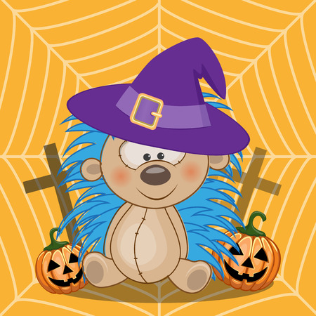 Halloween illustration of Cartoon Hedgehog with pumpkin
のイラスト素材