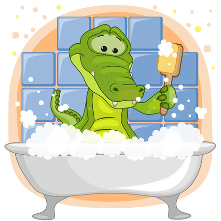 Cute cartoon Crocodile in the bathroom
のイラスト素材