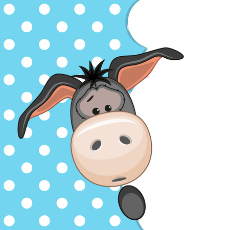 Donkey peeking out from behind the cloudsのイラスト素材