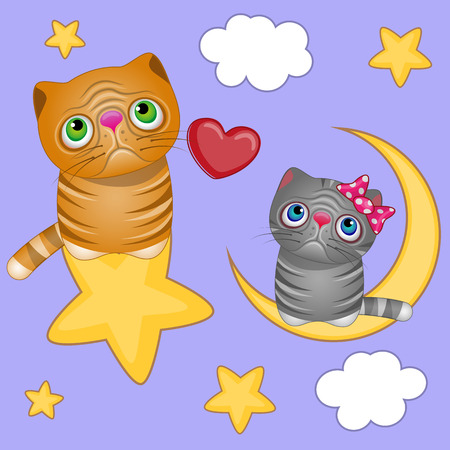 Valentine card with Lovers Catsのイラスト素材