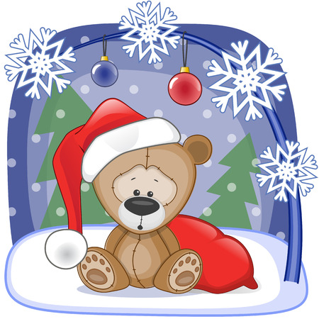 Christmas illustration of cartoon Santa Teddy Bearのイラスト素材