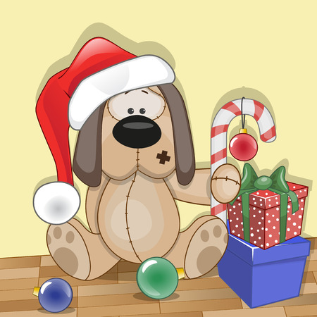 Christmas illustration of cartoon Bear in a Santa's hatのイラスト素材