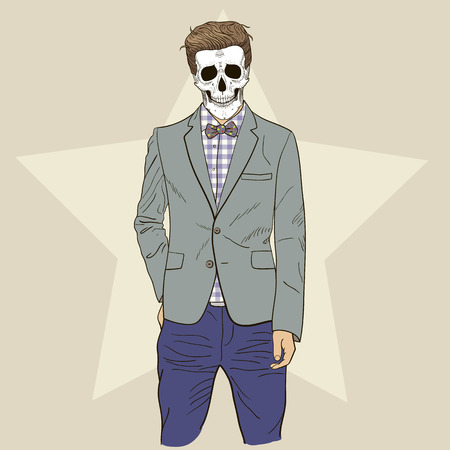 Fashion illustration of skull manのイラスト素材