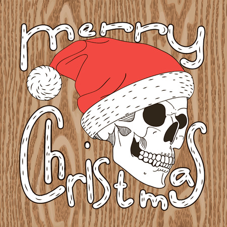 Christmas illustration of skull Santaのイラスト素材