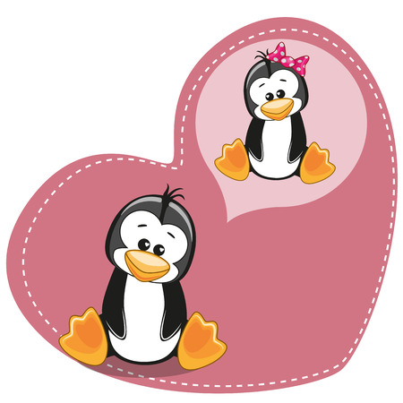 Greeting card Cute Dreaming Penguinのイラスト素材