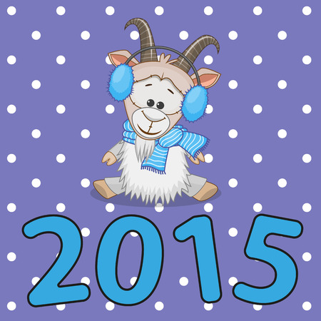 Cartoon Goat in a fur headphonesのイラスト素材