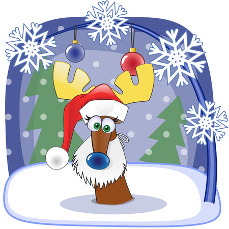 Christmas illustration of cartoon Santa Deerのイラスト素材