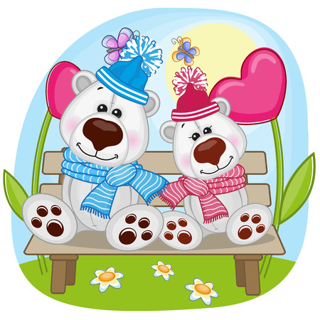 Valentine card with Lovers Polar Bearsのイラスト素材