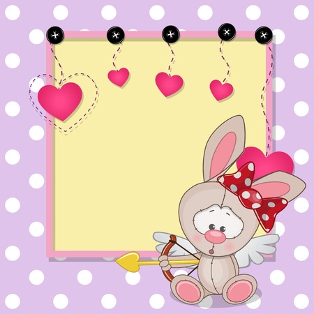Cupid Rabbit with a bow on a background of frameのイラスト素材