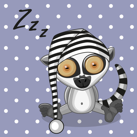 Sleeping Lemur in a capのイラスト素材