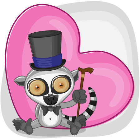 Greeting card Lemur in hatのイラスト素材