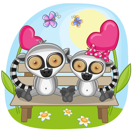 Valentine card with Lovers Lemursのイラスト素材