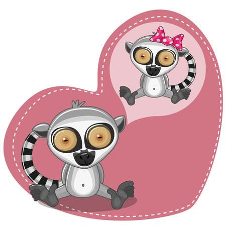 Greeting card Cute Dreaming Lemurのイラスト素材